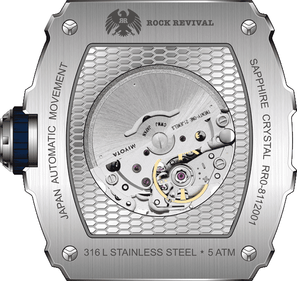 Rock Revival Wolf RRA.8112.BL - Sapphire Crystal and Blue Dial Detail