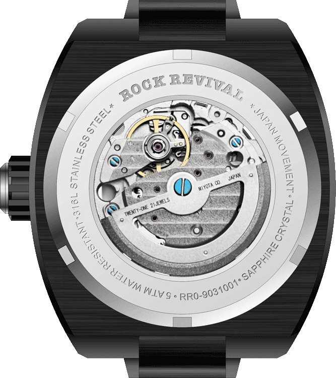 Rock Revival Hawk RRA.9031.B.G - Sapphire Crystal and Green Dial Detail