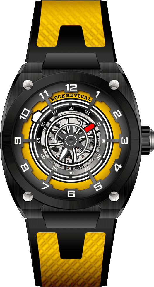 Rock Revival Hawk RRA.9031.B.Y Automatic Watch - Yellow Dial Round Case Front View
