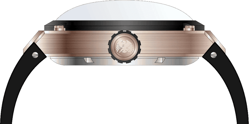 Rock Revival Hawk RRA.9031.RG.B - Rose Gold Round Case Side Angle