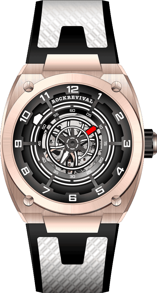 Rock Revival Hawk RRA.9031.RG.W Automatic Watch - Black Dial Round Case Front View
