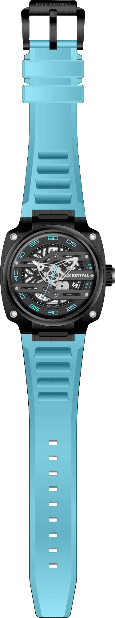 Rock Revival Macaw RRA.9037.B.TQ - Caseback and Strap View
