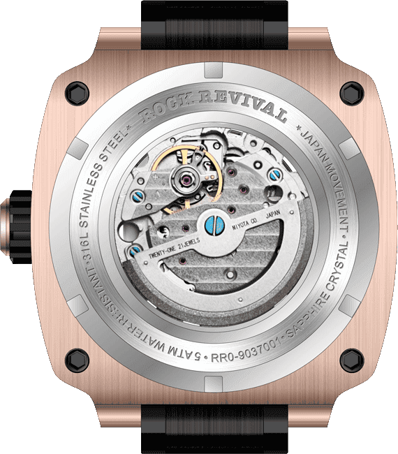 Rock Revival Macaw RRA.9037.RG.BL - Sapphire Crystal and Black Dial Detail