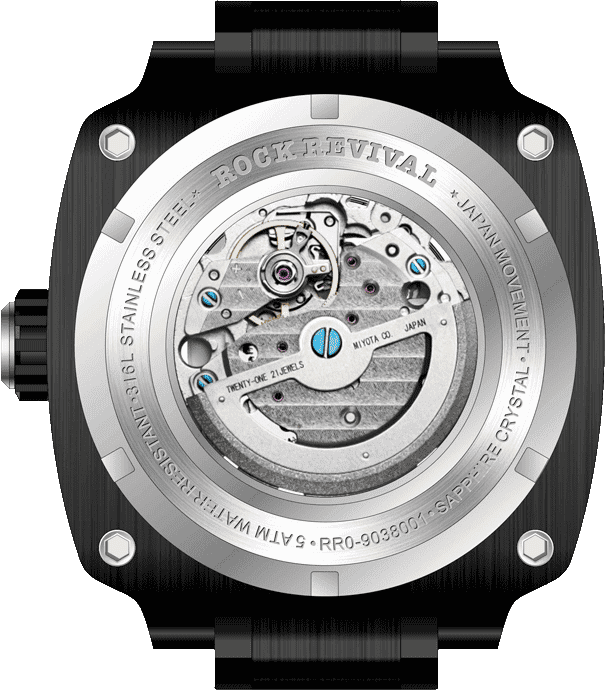 Rock Revival Macaw RRA.9038.B.G - Sapphire Crystal and Green and Black Dial Detail