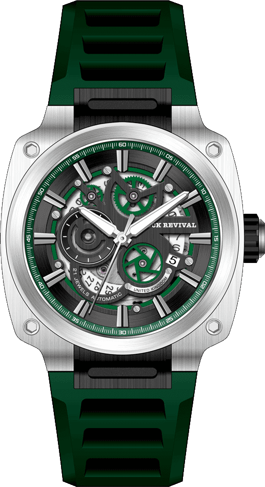 Rock Revival Macaw RRA.9038.G Quartz Watch - Green and Black Dial Square Case Front View