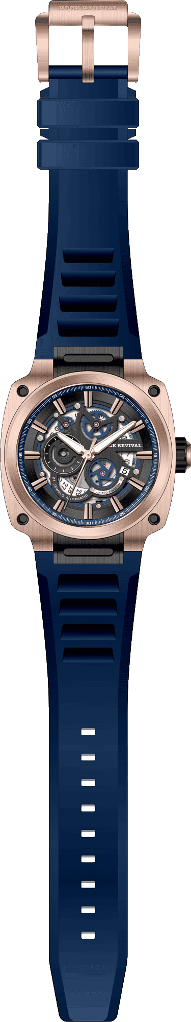 Rock Revival Macaw RRA.9038.RG.BL - Caseback and Strap View