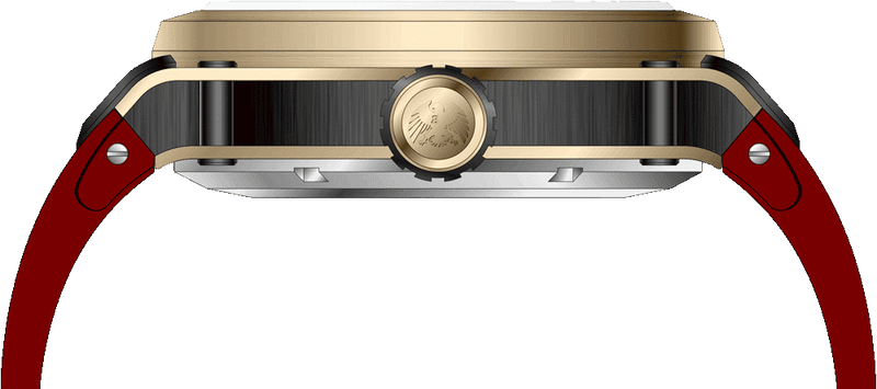 Rock Revival Macaw RRA.9038.YG.R - Gold Square Case Side Angle