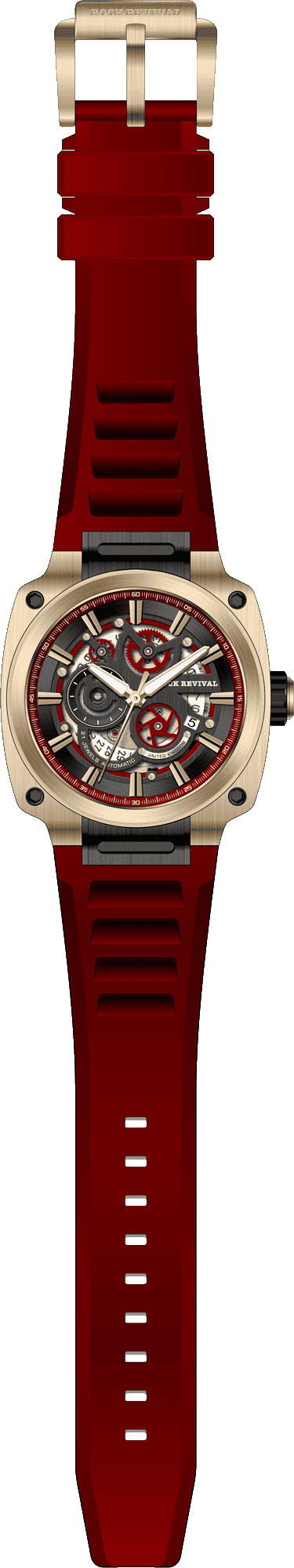 Rock Revival Macaw RRA.9038.YG.R - Caseback and Strap View