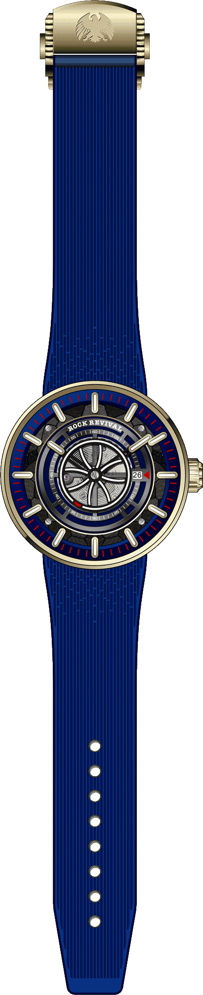 Rock Revival Hawk RRA.9041.YG.BL - Caseback and Strap View