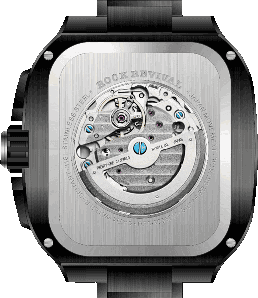 Rock Revival Wolf RRA.9056.B.R - Sapphire Crystal and Black Dial Detail