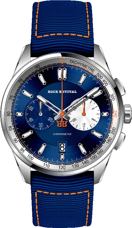 Rock Revival Kite RRQ-8373-2 Quartz Watch - Blue and White Dial Round Case Front View