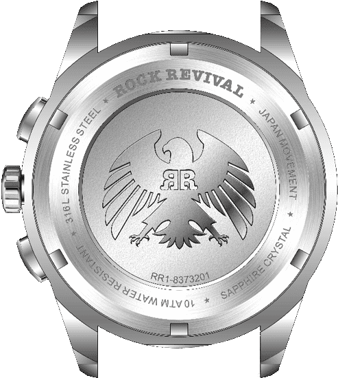Rock Revival Kite RRQ-8373-5 - Sapphire Crystal and Silver and Black Dial Detail
