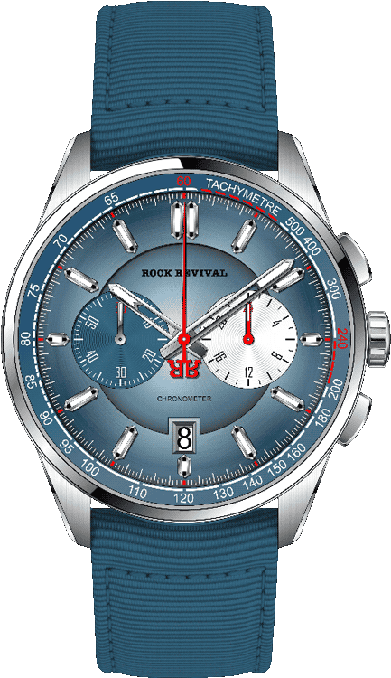 Rock Revival Kite RRQ-8373-6 Quartz Watch - Blue and White Dial Round Case Front View