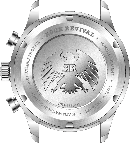 Rock Revival Oxford RRQ-8388-4 - Sapphire Crystal and Blue and Black Dial Detail