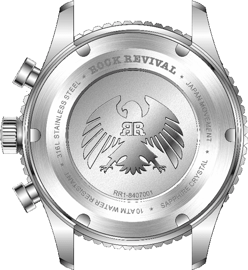 Rock Revival Kite RRQ-8407-1 - Sapphire Crystal and Blue and Black Dial Detail