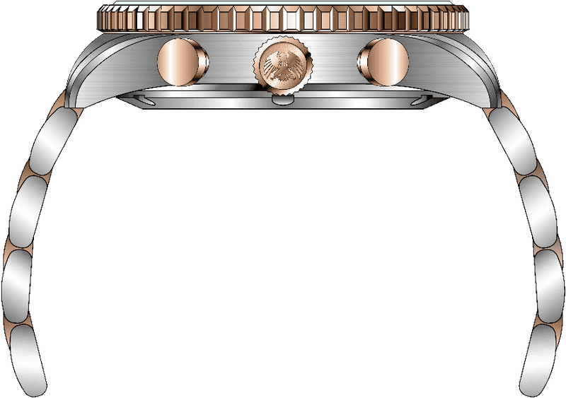 Rock Revival Kite RRQ-8407-4 - Steel and Rose Gold Round Case Side Angle