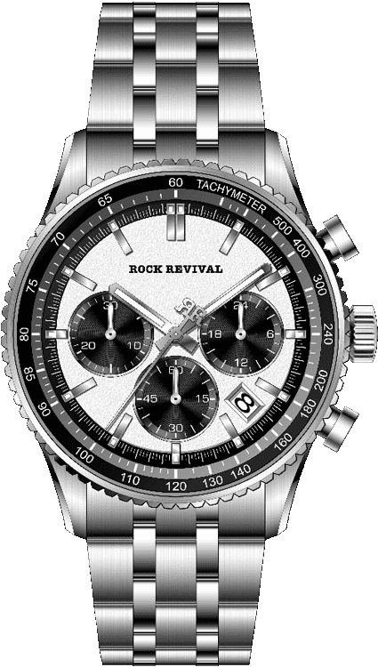 Rock Revival Kite RRQ-8407-5 Quartz Watch - White and Black Dial Round Case Front View