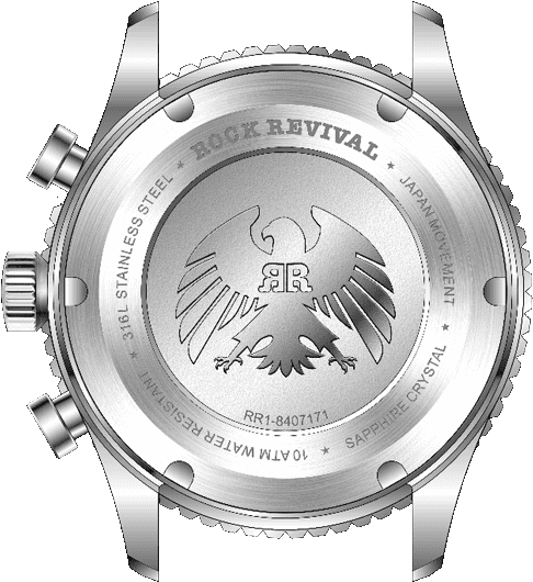 Rock Revival Kite RRQ-8407-5 - Sapphire Crystal and White and Black Dial Detail
