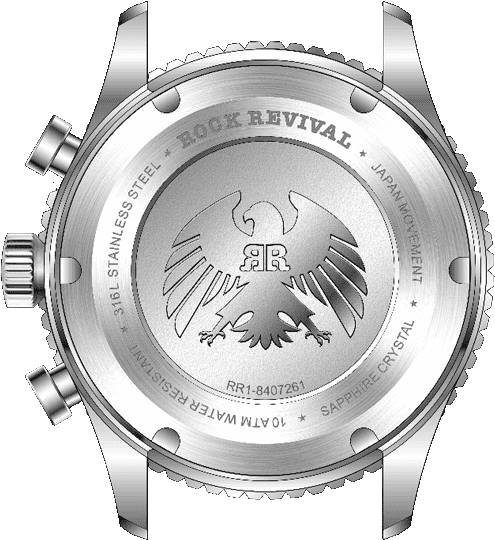 Rock Revival Kite RRQ-8407-7 - Sapphire Crystal and Orange and Black Dial Detail