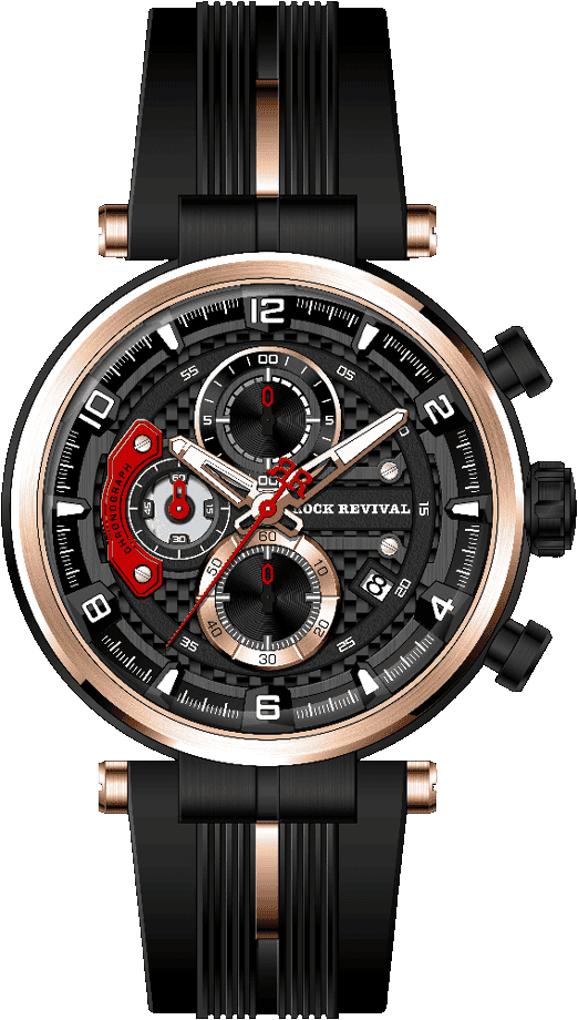 Rock Revival Macaw RRQ-8429-1 Quartz Watch - Black and Red Dial Round Case Front View