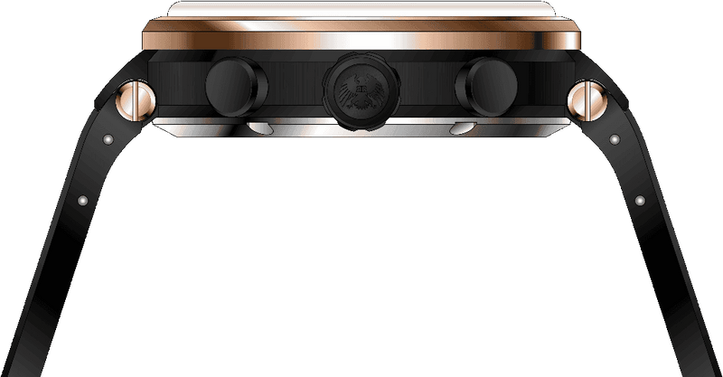 Rock Revival Macaw RRQ-8429-1 - Black and Rose Gold Round Case Side Angle