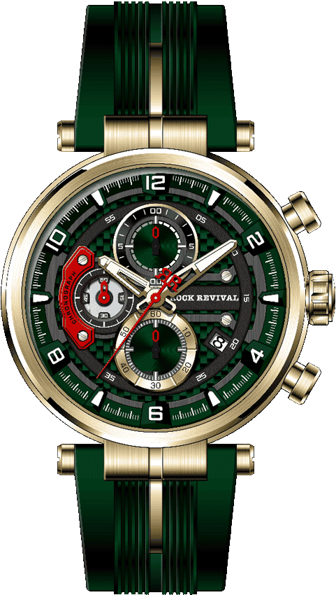 Rock Revival Macaw RRQ-8429-2 Quartz Watch - Green and Red Dial Round Case Front View