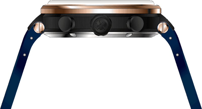Rock Revival Macaw RRQ-8429-3 - Black and Rose Gold Round Case Side Angle