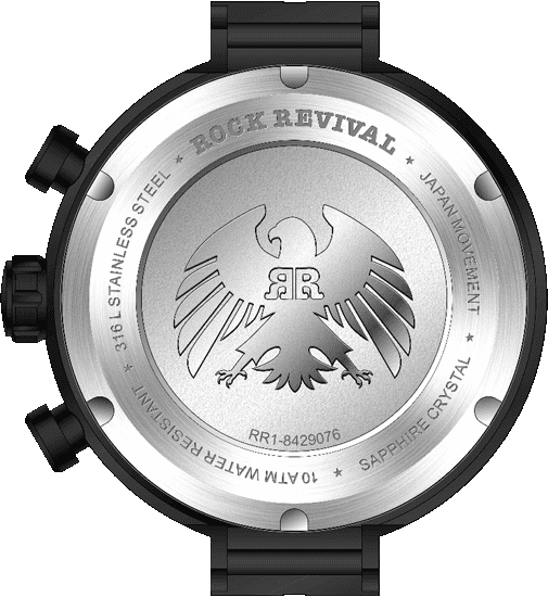 Rock Revival Macaw RRQ-8429-3 - Sapphire Crystal and Black and Yellow Dial Detail