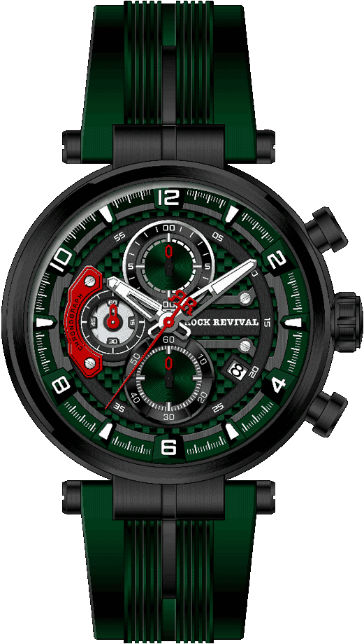Rock Revival Macaw RRQ-8429-5 Quartz Watch - Green and Red Dial Round Case Front View