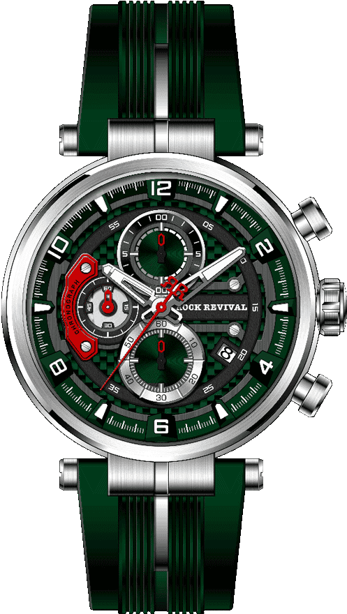 Rock Revival Macaw RRQ-8429-6 Quartz Watch - Green and Red Dial Round Case Front View