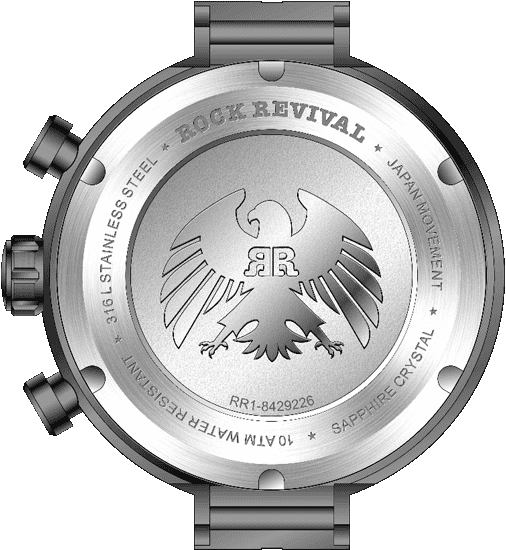 Rock Revival Macaw RRQ-8429-7 - Sapphire Crystal and Grey and Orange Dial Detail