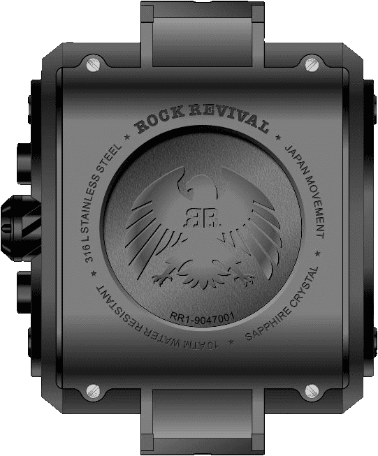 Rock Revival Macaw RRQ-9047-5 - Sapphire Crystal and Black and Yellow Dial Detail