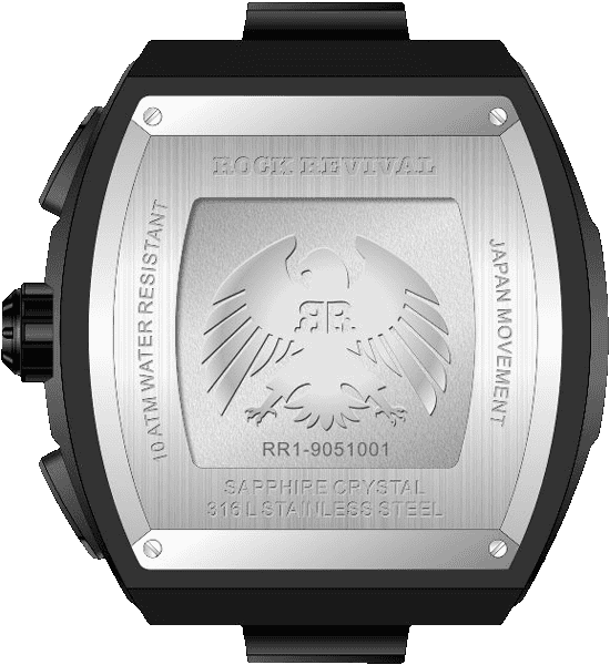 Rock Revival Wolf RRQ-9051-2 - Sapphire Crystal and Black Dial Detail