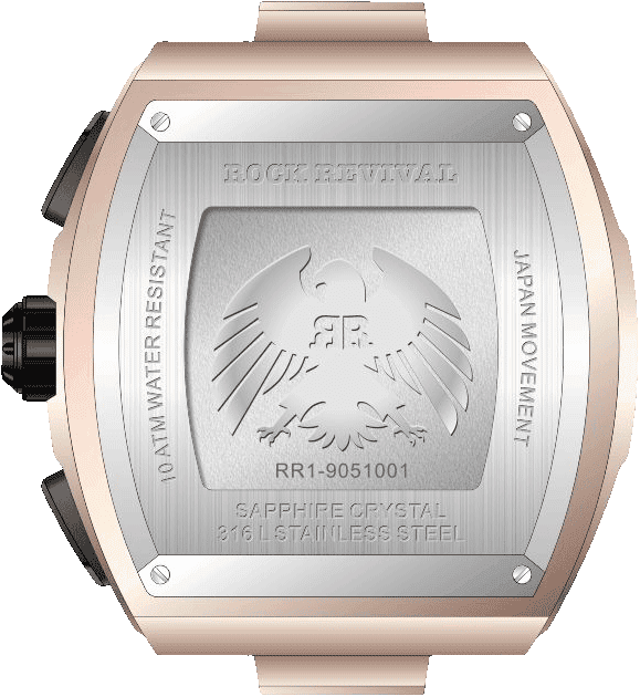 Rock Revival Wolf RRQ-9051-3 - Sapphire Crystal and Black Dial Detail