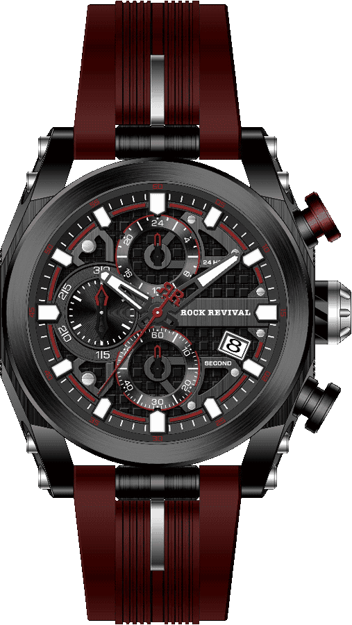 Rock Revival Kite RRQ-9052-3 Quartz Watch - Black and Brown Dial Round Case Front View