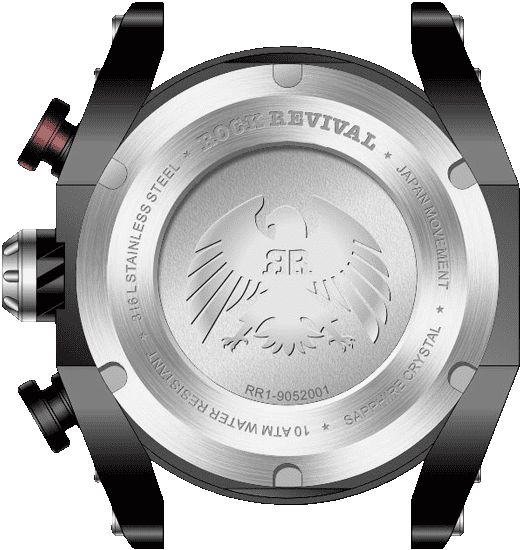 Rock Revival Kite RRQ-9052-3 - Sapphire Crystal and Black and Brown Dial Detail