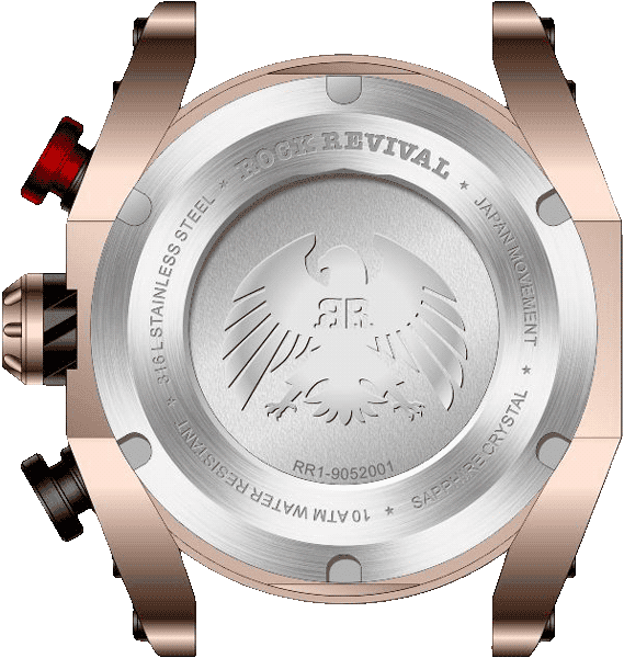 Rock Revival Kite RRQ-9052-8 - Sapphire Crystal and Black and Red Dial Detail
