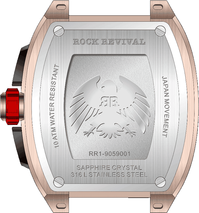 Rock Revival Wolf RRQ-9059-1 - Sapphire Crystal and Black and Blue Dial Detail