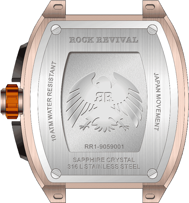 Rock Revival Wolf RRQ-9059-2 - Sapphire Crystal and Black and Green Dial Detail