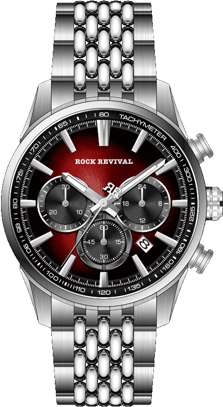 Rock Revival Kite RRQ-9062-2 Quartz Watch - Red Dial Round Case Front View