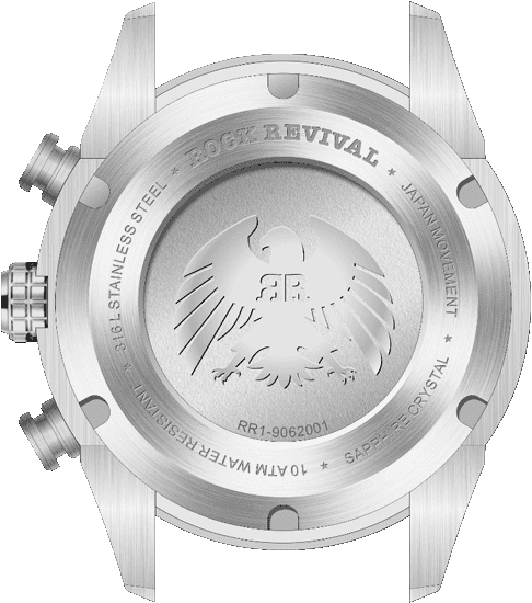 Rock Revival Kite RRQ-9062-6 - Sapphire Crystal and Silver and Black Dial Detail