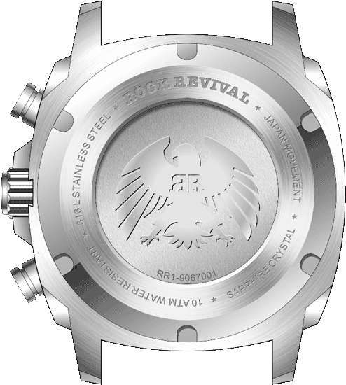 Rock Revival Kite RRQ-9067-2 - Sapphire Crystal and Green and Black Dial Detail