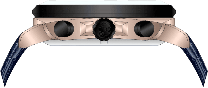 Rock Revival Kite RRQ-9067-6 - Black and Rose Gold Tonneau Case Side Angle