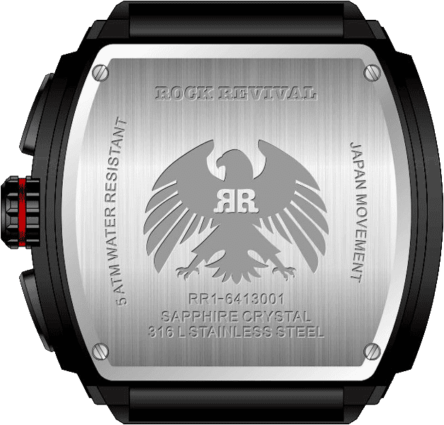 Rock Revival Macaw RRQ.6413.B.B - Sapphire Crystal and Black Dial Detail