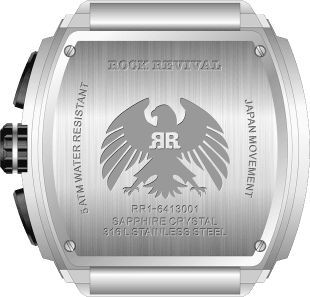 Rock Revival Macaw RRQ.6413.B - Sapphire Crystal and Black Dial Detail