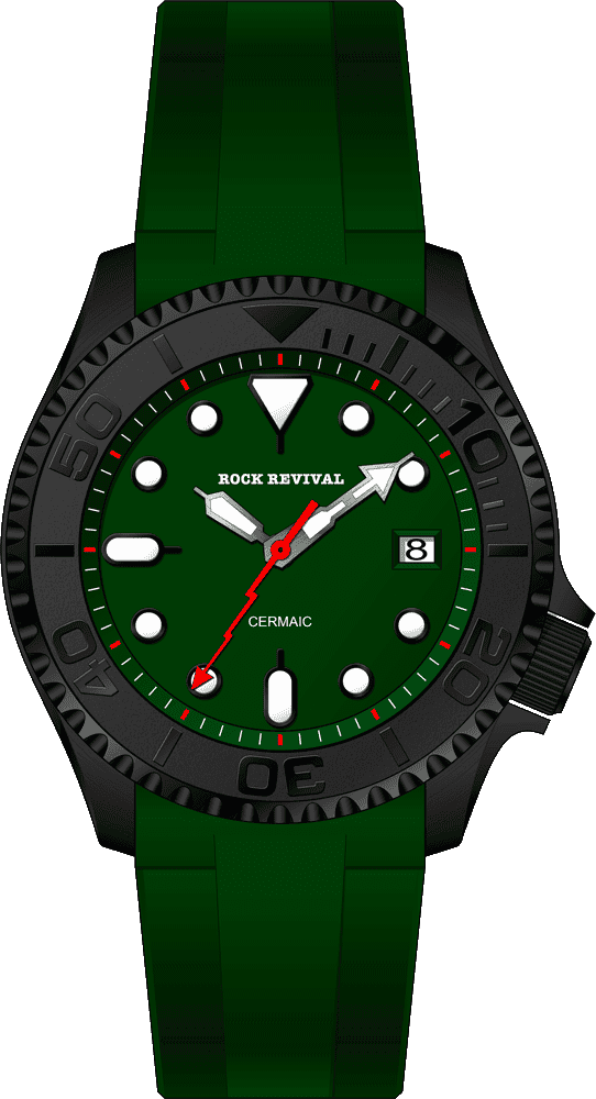 Rock Revival Kite RRQ.8141.B.G Quartz Watch - Green Dial Round Case Front View