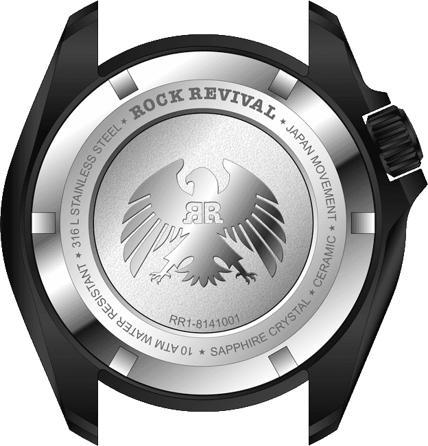 Rock Revival Kite RRQ.8141.B.TQ - Sapphire Crystal and Black Dial Detail