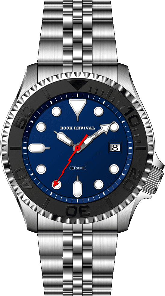 Rock Revival Kite RRQ.8141.BL Quartz Watch - Blue Dial Round Case Front View