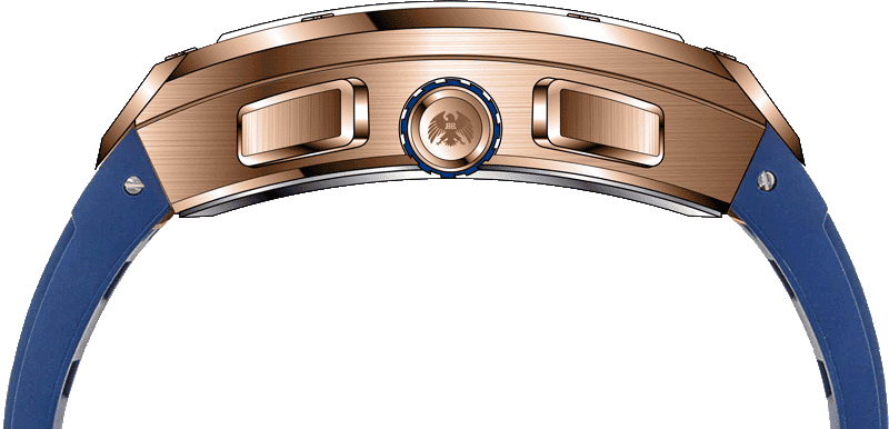 Rock Revival Macaw RRQ.8275.RG.BL - Rose Gold Tonneau Case Side Angle