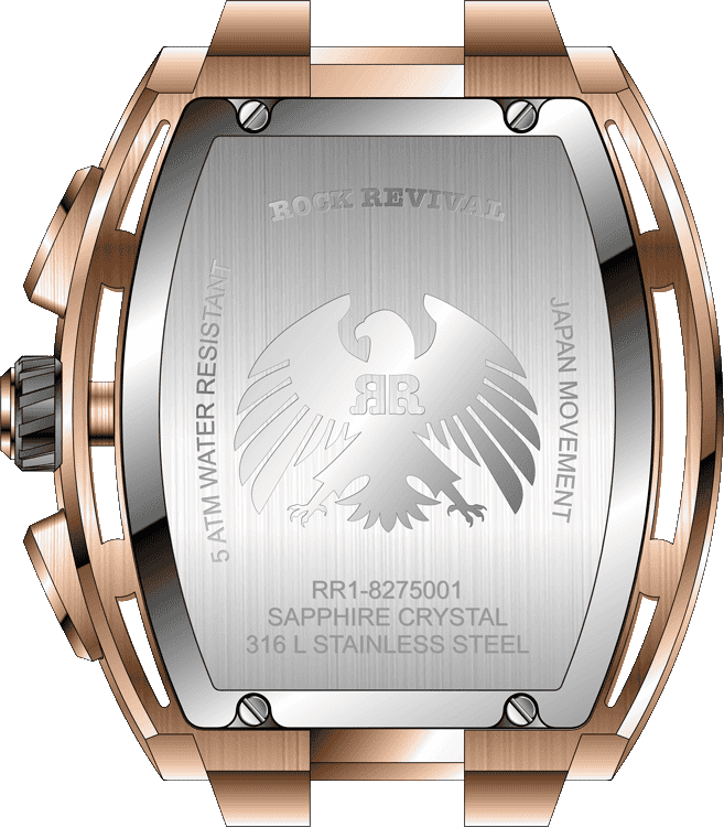 Rock Revival Macaw RRQ.8275.RG.GR - Sapphire Crystal and Grey Dial Detail